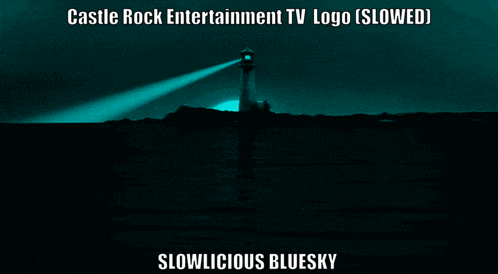 a poster for castle rock entertainment shows a lighthouse in the ocean