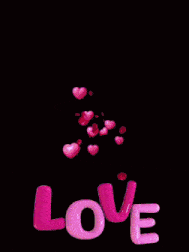 a man and a woman are standing next to each other with the word love in pink letters