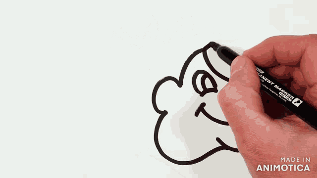a person is drawing with a permanent marker