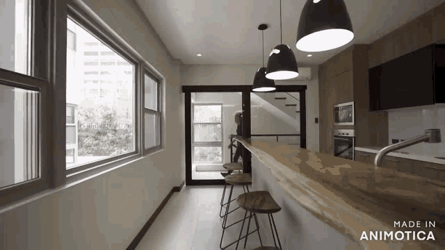 a kitchen with the words made in animotica at the top