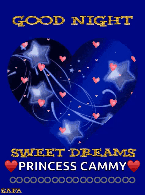 a good night sweet dreams princess cammy greeting card