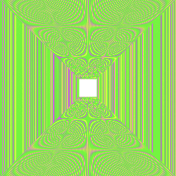 it looks like a kaleidoscope with a square in the middle of it .