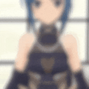a blurry picture of a woman with blue hair