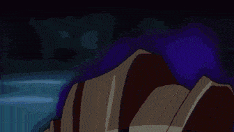 a close up of a cartoon character 's face with a blue background