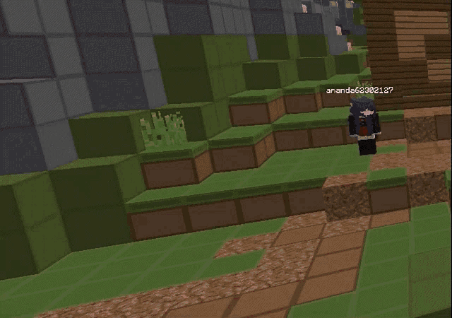 a screenshot of a minecraft game with a person named amanda on the bottom right