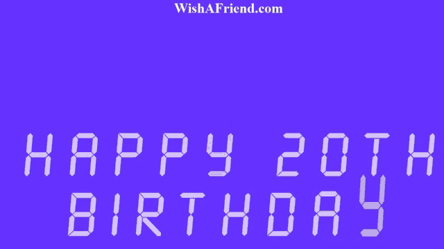 a purple background with the words happy 20th birthday written on it
