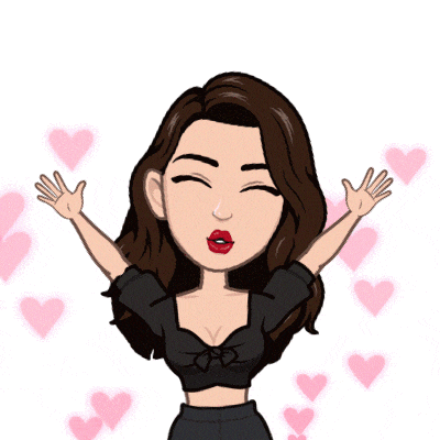 a cartoon of a woman with her arms outstretched in front of hearts