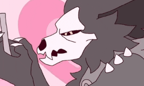 a cartoon drawing of a werewolf taking a selfie with a heart in the background .
