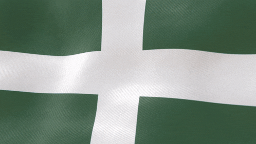 a green flag with a white cross in the middle