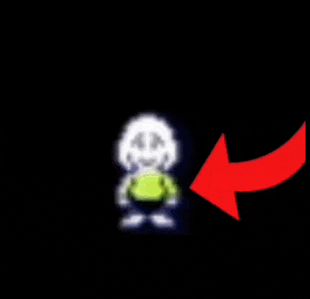 a red arrow points to a skull in the middle of a black background