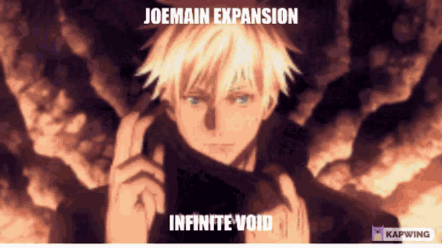 a picture of a man with the words joemain expansion infinite void above him