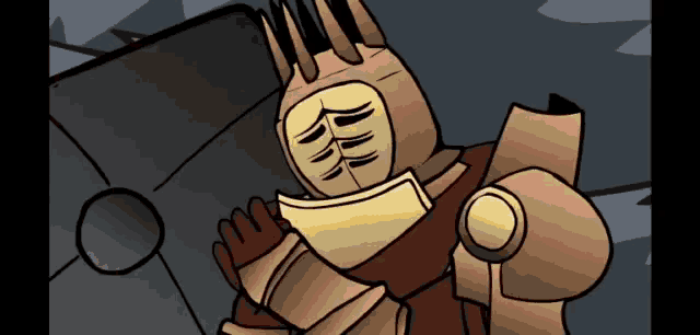 a cartoon drawing of a robot with a crown on his head