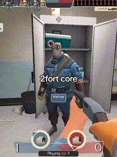 a screenshot of a video game shows a character named 2 fort core