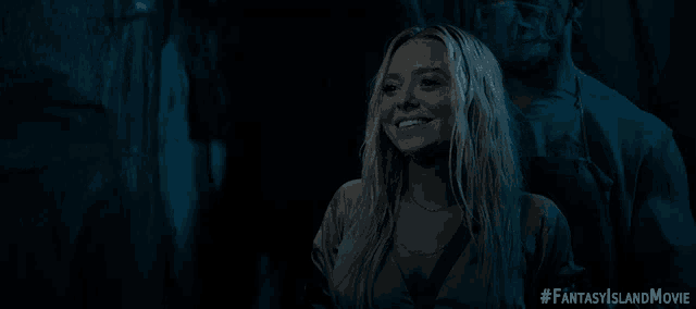 a woman in a dark room with the words really on the bottom