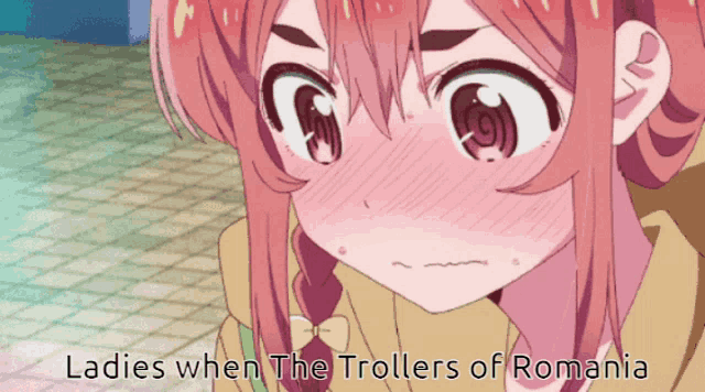 a cartoon of a girl with the words ladies when the trollers of romania below her