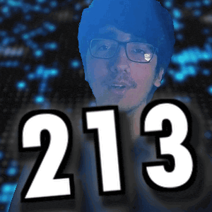 a man with glasses and the number 213