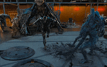 a group of monsters are standing in a room with the word kepler in the background