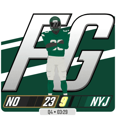 a football player is standing in front of a large f on a green background