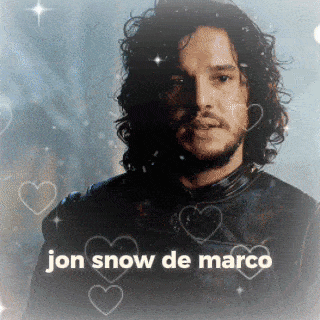a picture of jon snow de marco surrounded by hearts and stars