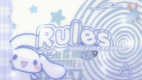 a picture of a bunny rabbit with the words `` rules make sure to read '' written on it .