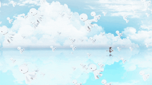 a bunch of ghosts are flying in the sky