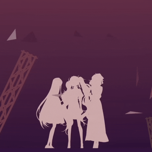 a purple background with a silhouette of three girls