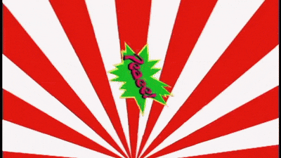 a green reese 's logo with red and white stripes in the background