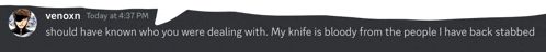 a screenshot of a message from venomxn