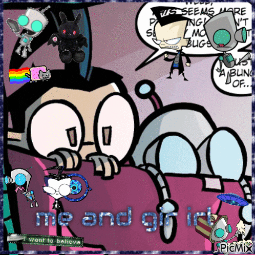 a cartoon with the words " me and gif id " written on it