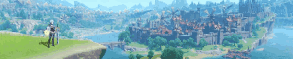 a couple standing on top of a cliff overlooking a river