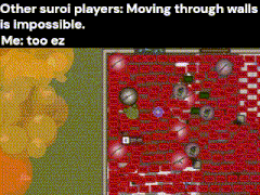 a screenshot of a video game that says other suroi players moving through walls is impossible