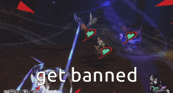a screenshot of a video game with the words get banned