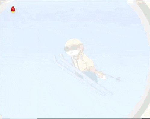 a cartoon of a person skiing down a hill