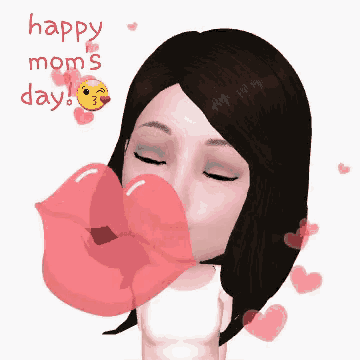 a woman blowing a kiss with the words happy mom 's day written above her