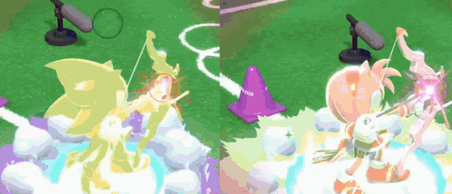 a cartoon drawing of a dragon and a purple cone