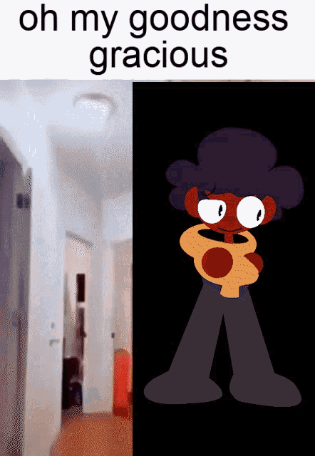 a picture of a cartoon character with the words oh my goodness gracious on the bottom