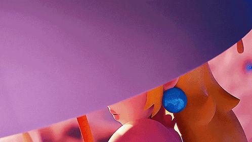 a cartoon character with a blue earring and a purple umbrella