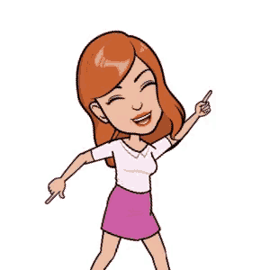 a cartoon of a woman in a pink skirt pointing at something