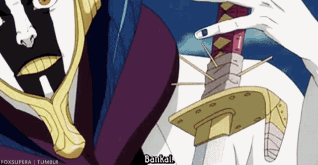 a cartoon of a man holding a sword with a caption that says ' barkai '