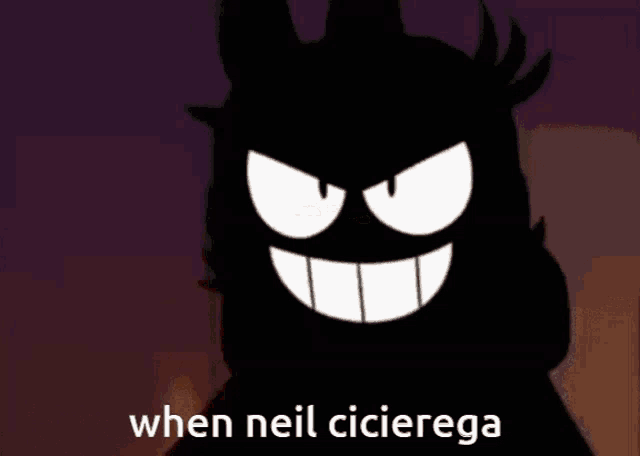 a black cartoon character with the words " when neil cicierga " written below it