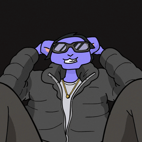 a cartoon character is wearing sunglasses that say " rock you "