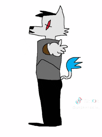 a drawing of a furry character with a blue tail .
