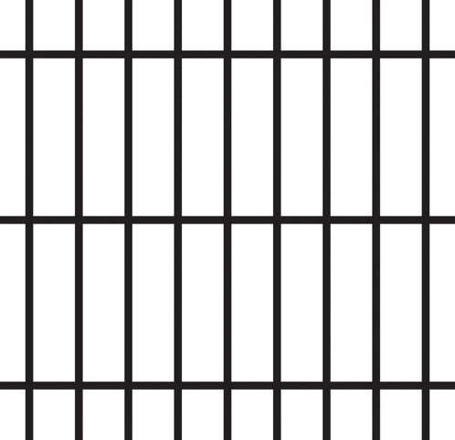 a black and white drawing of a prison cell .