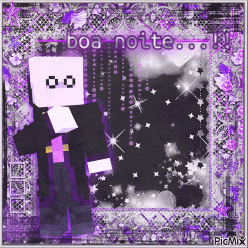 a picture of a minecraft character with boa noite written on it