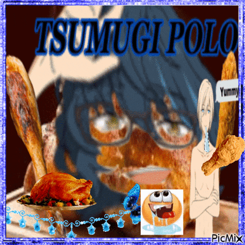 a picture of a person with a plate of food and the words tsugugi polo on it