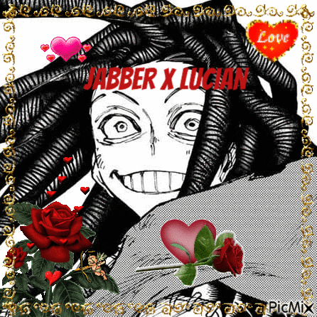 a black and white drawing of a man with dreadlocks and the words jabber x luchan on it