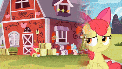 a cartoon of a pony standing in front of a barn
