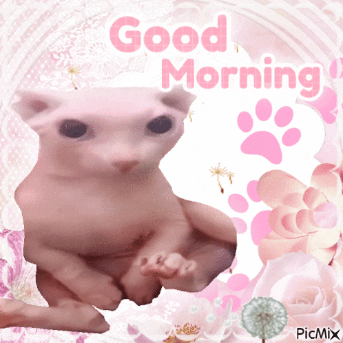 a picture of a cat saying good morning