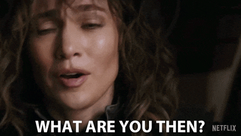a close up of a woman asking what are you then netflix