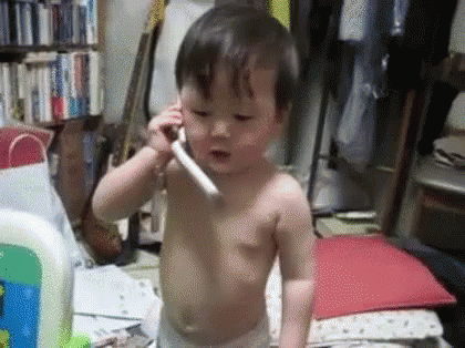 よろしく GIF - Cute Baby Baby On The Phone Bow GIFs